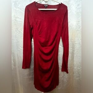 Express  Deep Red Long Sleeve Dress